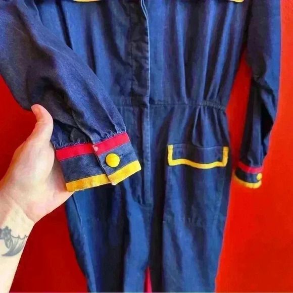 Vintage 80s Anne Crimmins color block nautical sailor silk blend dress size 10 - Picture 8 of 11